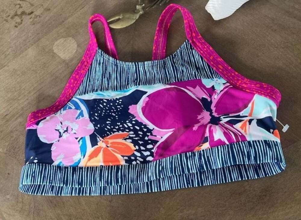 Athleta Girl Paradise Splash Bikini Top Size XL/14 Floral Racerback